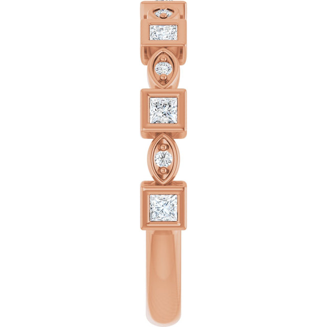 14K Gold Square Natural Diamond Anniversary Band – 1/5–9/10 CTW - Rose Gold - view 4