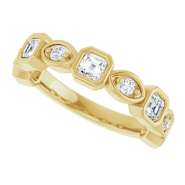 14K Gold Asscher Natural Diamond Anniversary Band – 3/8–9/10 CTW - Yellow Gold - view 5