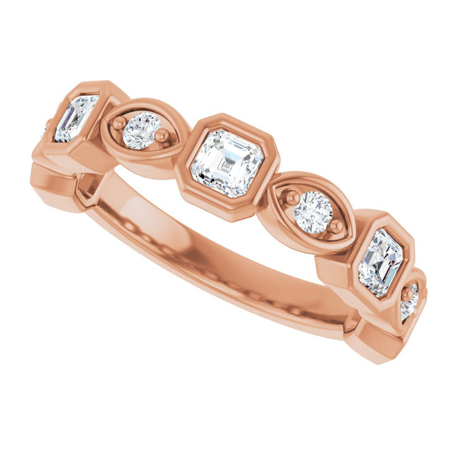 14K Gold Asscher Natural Diamond Anniversary Band – 3/8–9/10 CTW - Rose Gold - view 5