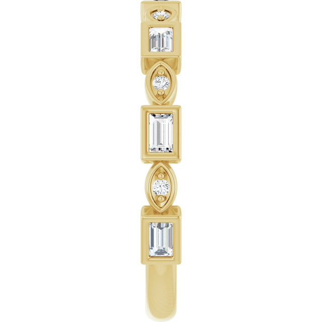 14K Gold Straight Baguette Natural Diamond Anniversary Band – 1/5–5/8 CTW - Yellow Gold - view 5