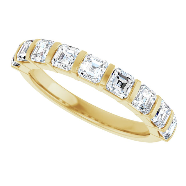 14K Gold Asscher Natural Diamond Bar Channel-Set Anniversary Band – 5/8–1 3/8 CTW - Yellow Gold - view 5