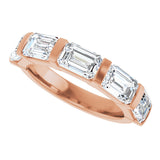 10K Gold Emerald Natural Diamond Bar Channel-Set Anniversary Band – 1 3/4–3 1/4 CTW - Rose Gold - view 5