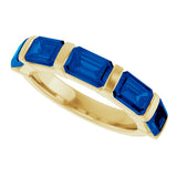 14K Gold Emerald Lab-Grown Blue Sapphire Bar Channel-Set Anniversary Band - Yellow Gold - view 5