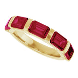 14K Gold Emerald Lab-Grown Red Ruby Bar Channel-Set Anniversary Band - Yellow Gold - view 5