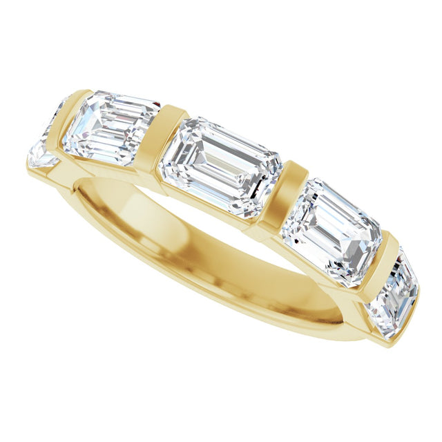 10K Gold Emerald Lab-Grown Diamond Bar Channel-Set Anniversary Band – 1 5/8–2 1/2 CTW - Yellow Gold - view 5