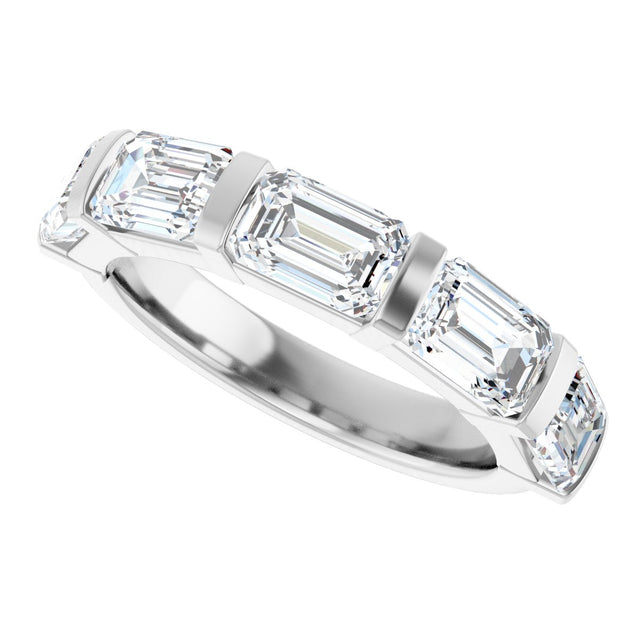 10K Gold Emerald Lab-Grown Diamond Bar Channel-Set Anniversary Band – 1 5/8–2 1/2 CTW - White Gold - view 5