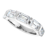 10K Gold Emerald Natural Diamond Bar Channel-Set Anniversary Band – 1 3/4–3 1/4 CTW - White Gold - view 5