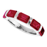 Platinum Emerald Natural Red Ruby Bar Channel-Set Anniversary Band - view 5