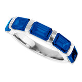 Platinum Emerald Lab-Grown Blue Sapphire Bar Channel-Set Anniversary Band - view 5