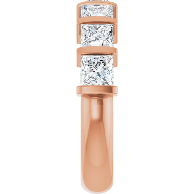 10K Gold Square Natural Diamond Bar Channel-Set Anniversary Band – 1 3/8–2 3/4 CTW - Rose Gold - view 4
