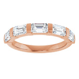 10K Gold Emerald Lab-Grown Diamond Bar Channel-Set Anniversary Band – 1 5/8–2 1/2 CTW - Rose Gold - view 3