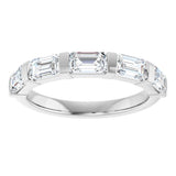 10K Gold Emerald Natural Diamond Bar Channel-Set Anniversary Band – 1 3/4–3 1/4 CTW - White Gold - view 3
