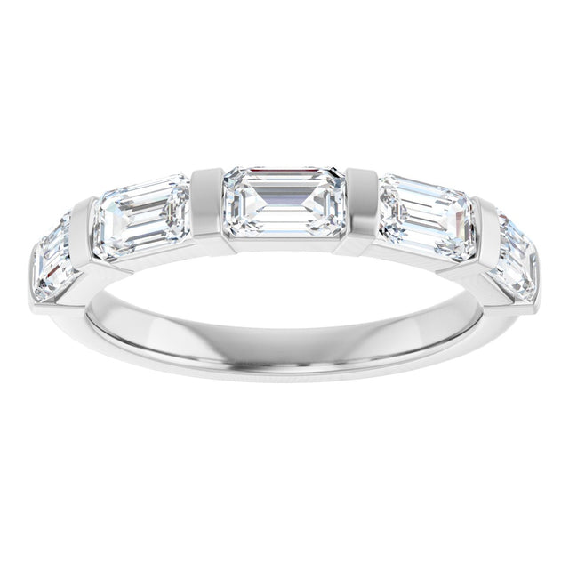 10K Gold Emerald Natural Diamond Bar Channel-Set Anniversary Band – 1 3/4–3 1/4 CTW - White Gold - view 3
