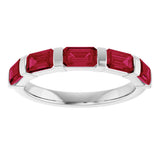 Platinum Emerald Natural Red Ruby Bar Channel-Set Anniversary Band - view 3