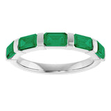 Platinum Emerald Natural Green Emerald Bar Channel-Set Anniversary Band - view 3