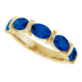 14K Gold Oval Lab-Grown Blue Sapphire Bar Channel-Set Anniversary Band - Yellow Gold - view 5