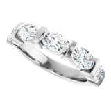 10K Gold Oval Natural Diamond Bar Channel-Set Anniversary Band – 1 1/3–1 7/8 CTW - White Gold - view 5
