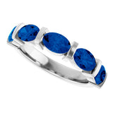 Platinum Oval Lab-Grown Blue Sapphire Bar Channel-Set Anniversary Band - view 5