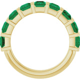 14K Gold Square Lab-Grown Green Emerald Bar Channel-Set Anniversary Band - Yellow Gold - view 2