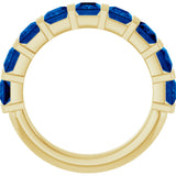 14K Gold Square Lab-Grown Blue Sapphire Bar Channel-Set Anniversary Band - Yellow Gold - view 2