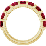 14K Gold Square Lab-Grown Red Ruby Bar Channel-Set Anniversary Band - Yellow Gold - view 2