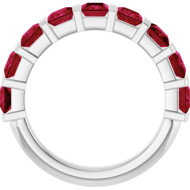 Platinum Square Lab-Grown Red Ruby Bar Channel-Set Anniversary Band - view 2