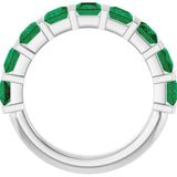 Platinum Square Lab-Grown Green Emerald Bar Channel-Set Anniversary Band - view 2