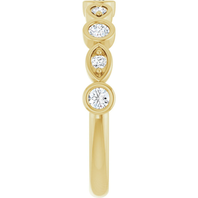 14K Gold Round Natural Diamond Anniversary Band – 1/8–5/8 CTW - Yellow Gold - view 4