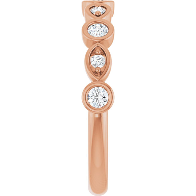 14K Gold Round Natural Diamond Anniversary Band – 1/8–5/8 CTW - Rose Gold - view 4