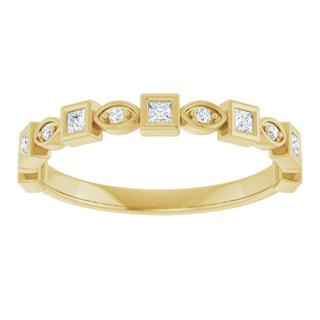 14K Gold Square Natural Diamond Anniversary Band – 1/5–9/10 CTW - Yellow Gold - view 3