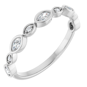 Platinum Marquise Natural Diamond Anniversary Band – 1/6–3/8 CTW