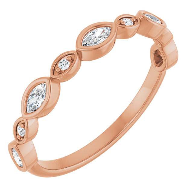 14K Gold Marquise Lab-Grown Diamond Anniversary Band – 1/6–1/3 CTW - Rose Gold
