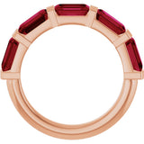 14K Gold Emerald Lab-Grown Red Ruby Bar Channel-Set Anniversary Band - Rose Gold - view 2