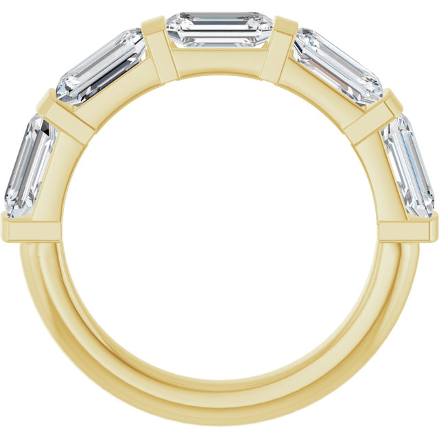 10K Gold Emerald Natural Diamond Bar Channel-Set Anniversary Band – 1 3/4–3 1/4 CTW - Yellow Gold - view 2