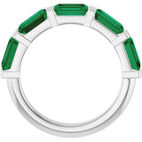 Platinum Emerald Natural Green Emerald Bar Channel-Set Anniversary Band - view 2
