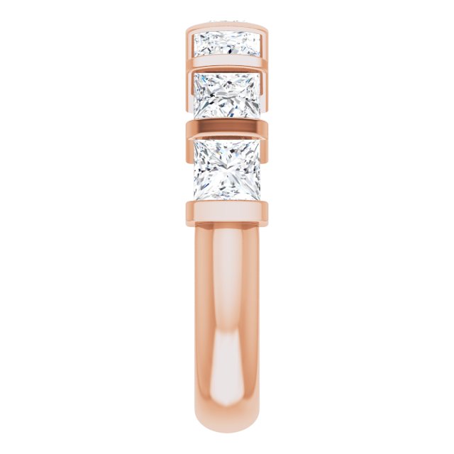 10K Gold Square Natural Diamond Bar Channel-Set Anniversary Band – 1 3/8–2 3/4 CTW - Rose Gold - view 4