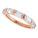 10K Gold Emerald Lab-Grown Diamond Bar Channel-Set Anniversary Band – 1 5/8–2 1/2 CTW - Rose Gold - view 5