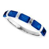 Platinum Emerald Natural Blue Sapphire Bar Channel-Set Anniversary Band - view 5