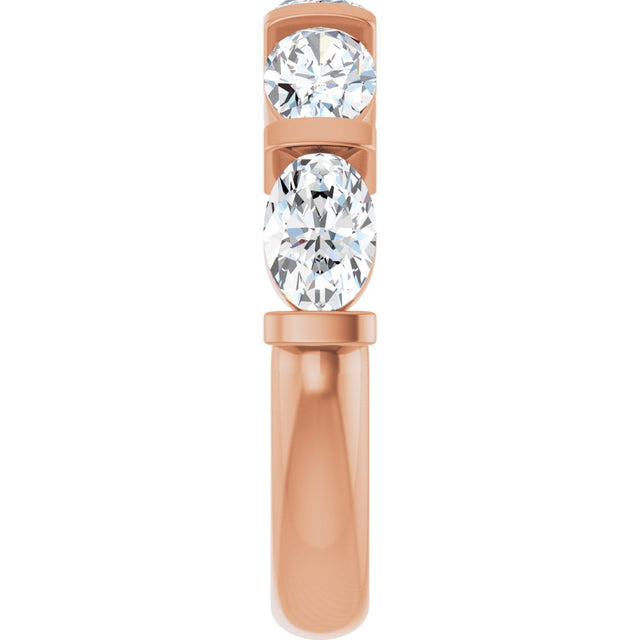 10K Gold Oval Natural Diamond Bar Channel-Set Anniversary Band – 1 1/3–1 7/8 CTW - Rose Gold - view 4
