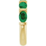 14K Gold Oval Lab-Grown Green Emerald Bar Channel-Set Anniversary Band - Yellow Gold - view 4