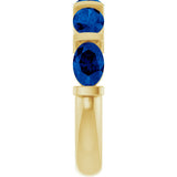 14K Gold Oval Natural Blue Sapphire Bar Channel-Set Anniversary Band - Yellow Gold - view 4