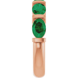 14K Gold Oval Lab-Grown Green Emerald Bar Channel-Set Anniversary Band - Rose Gold - view 4