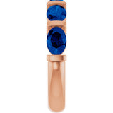 14K Gold Oval Natural Blue Sapphire Bar Channel-Set Anniversary Band - Rose Gold - view 4