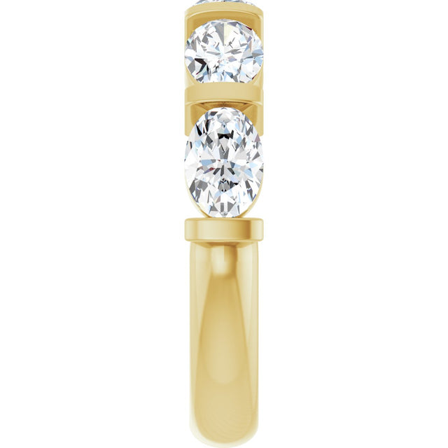 10K Gold Oval Natural Diamond Bar Channel-Set Anniversary Band – 1 1/3–1 7/8 CTW - Yellow Gold - view 4
