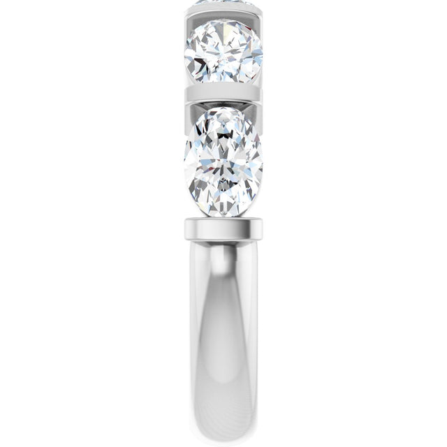 10K Gold Oval Lab-Grown Diamond Bar Channel-Set Anniversary Band – 9/10–2 CTW - White Gold - view 4