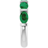 Platinum Oval Natural Green Emerald Bar Channel-Set Anniversary Band - view 4