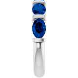 Platinum Oval Natural Blue Sapphire Bar Channel-Set Anniversary Band - view 4