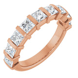 14K Gold Square Natural Diamond Bar Channel-Set Anniversary Band – 1 3/8–2 3/4 CTW - Rose Gold