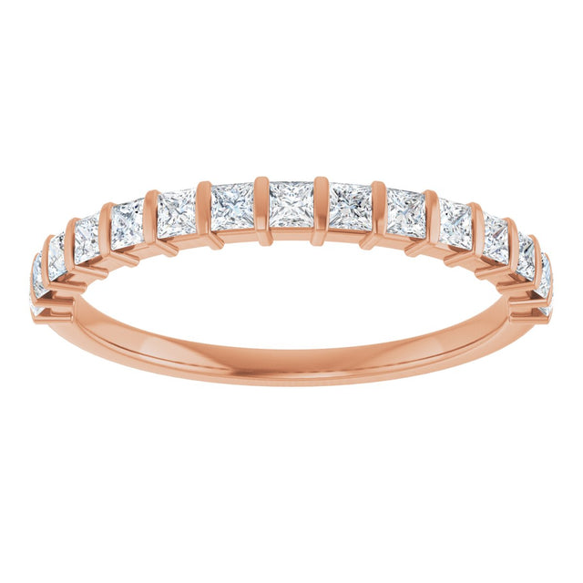 10K Gold Square Natural Diamond Bar Channel-Set Anniversary Band – 3/8–1 CTW - Rose Gold - view 3