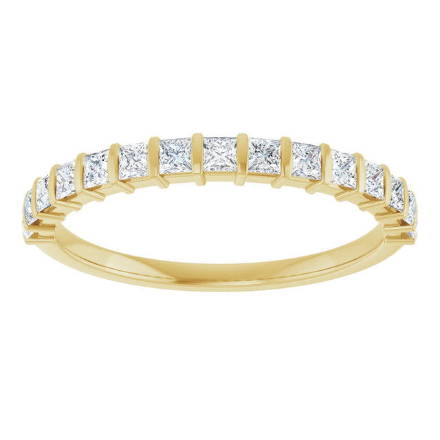 10K Gold Square Natural Diamond Bar Channel-Set Anniversary Band – 3/8–1 CTW - Yellow Gold - view 3